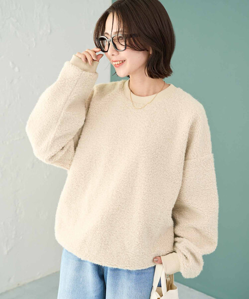 FREAK'S STORE（フリークスストア）の「限定展開　マシュマロ ボア プルオーバー（スウェット・レディース・ナチュラル/ネイビー/ライトグレー/ブラック・ﾌﾘ-）」の14枚目の写真