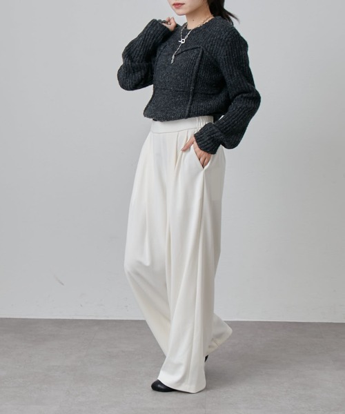 Lui's（ルイス）の「ポンチ2タックワイドパンツ（スラックス・レディース・ブラック/オフホワイト/グレー・36/38）」の16枚目の写真