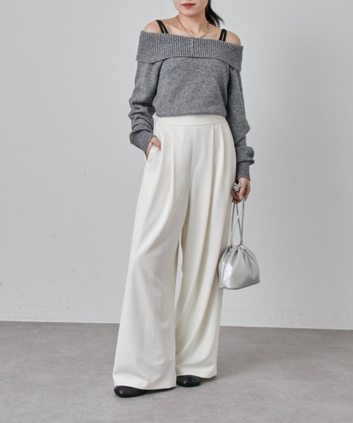 Lui's（ルイス）の「ポンチ2タックワイドパンツ（スラックス・レディース・ブラック/オフホワイト/グレー・36/38）」の13枚目の写真