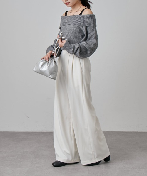 Lui's（ルイス）の「ポンチ2タックワイドパンツ（スラックス・レディース・ブラック/オフホワイト/グレー・36/38）」の14枚目の写真