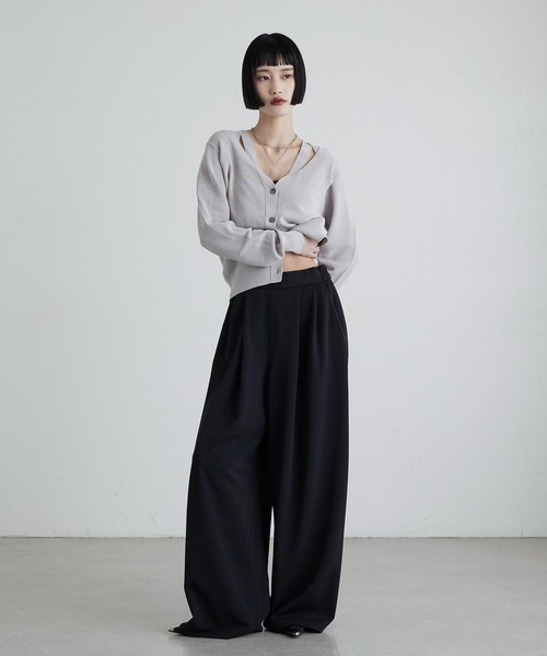 Lui's（ルイス）の「ポンチ2タックワイドパンツ（スラックス・レディース・ブラック/オフホワイト/グレー・36/38）」の22枚目の写真