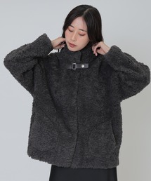 stand collar boa belt short coat