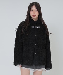 stand collar boa belt short coat