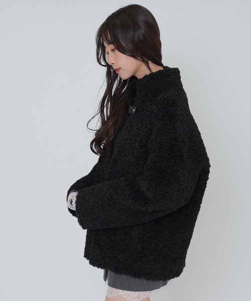SUWDEE(スーディー)の「stand collar boa belt short coat(その他アウター・レディース・チャコールグレー/ブラック・FREE)」の8枚目の写真