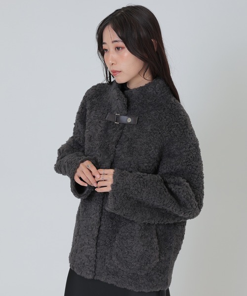 SUWDEE(スーディー)の「stand collar boa belt short coat(その他アウター・レディース・チャコールグレー/ブラック・FREE)」の12枚目の写真