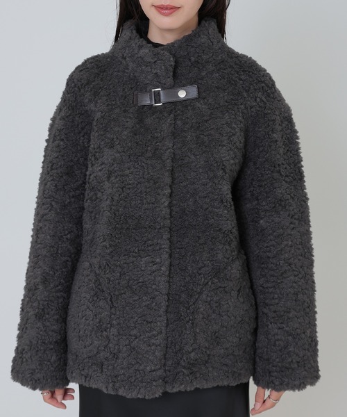 SUWDEE(スーディー)の「stand collar boa belt short coat(その他アウター・レディース・チャコールグレー/ブラック・FREE)」の14枚目の写真