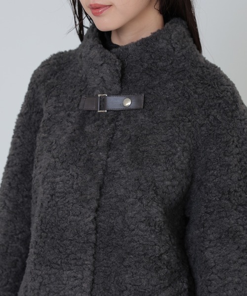 SUWDEE(スーディー)の「stand collar boa belt short coat(その他アウター・レディース・チャコールグレー/ブラック・FREE)」の17枚目の写真