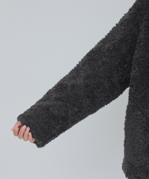 SUWDEE(スーディー)の「stand collar boa belt short coat(その他アウター・レディース・チャコールグレー/ブラック・FREE)」の20枚目の写真