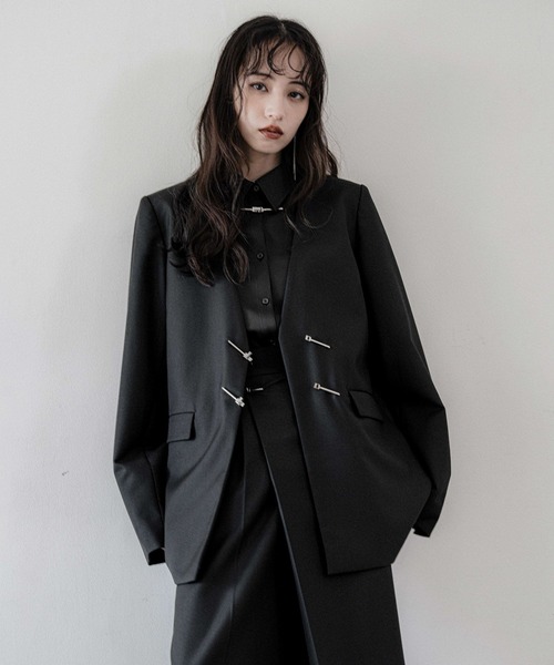 HARE KANAGUノーカラージャケット ブラック KANAGUノーカラージャケット(HARE)（ノーカラージャケット）｜HARE