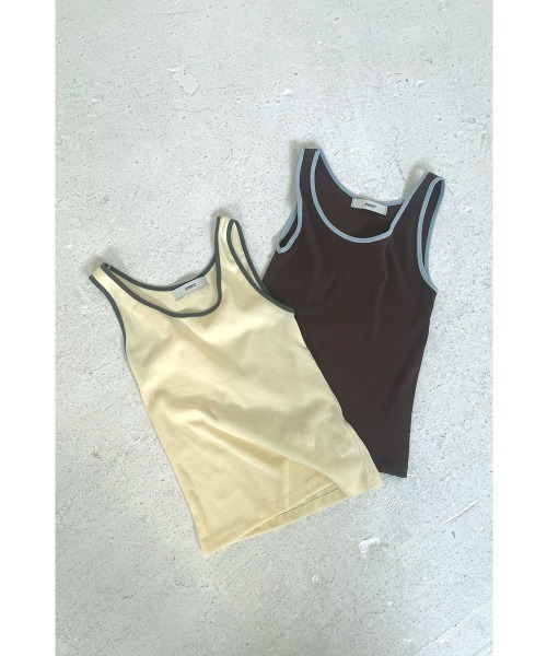 marjour(マージュール)の「LAYERED PIPING TANKTOP(タンクトップ・レディース・ブラウン/クリーム・M)」の3枚目の写真