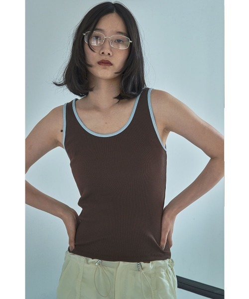 marjour(マージュール)の「LAYERED PIPING TANKTOP(タンクトップ・レディース・ブラウン/クリーム・M)」の11枚目の写真
