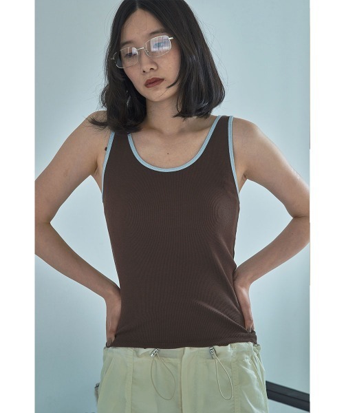marjour(マージュール)の「LAYERED PIPING TANKTOP(タンクトップ・レディース・ブラウン/クリーム・M)」の12枚目の写真