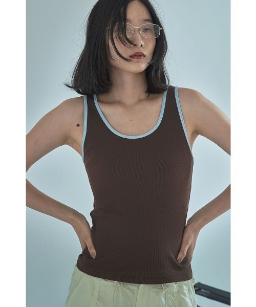 marjour(マージュール)の「LAYERED PIPING TANKTOP(タンクトップ・レディース・ブラウン/クリーム・M)」の15枚目の写真