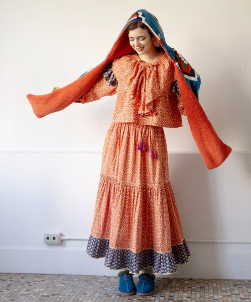 チャイハネ（チャイハネ）の「【チャイハネ】NOMADY ノマディフードマフラー（マフラー・レディース・ナチュラル/ブラック/サンドベージュ/スカイブルー・FREE）」の11枚目の写真