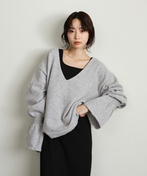 【Et】Deep V-Neck Wool Mix Knit