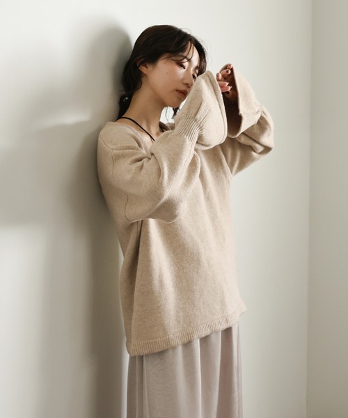 select MOCA Et(セレクトモカエト)の「【Et】Deep V-Neck Wool Mix Knit(ニット/セーター・レディース・ベージュ/グレー/ブラック・FREE)」の20枚目の写真