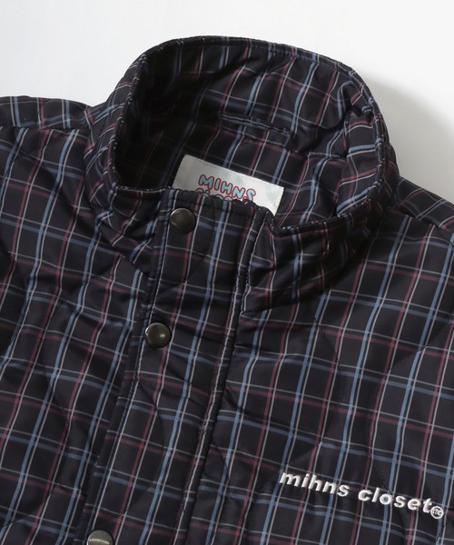 Salong hameu(サロン ハミュー)の「チェック ウェーブキルティング フェイクダウンジャケット/ブルゾン メンズ レディース ユニセックス(ダウンジャケット/コート・レディース・ネイビー系/ブルー系その他/ブラック系その他・M/L/LL)」の13枚目の写真