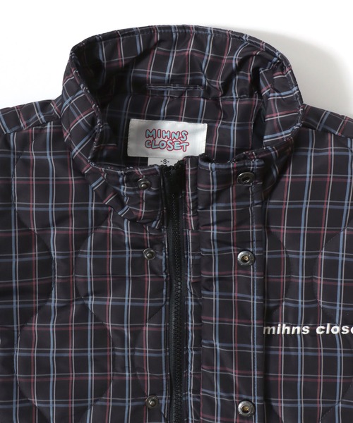 Salong hameu(サロン ハミュー)の「チェック ウェーブキルティング フェイクダウンジャケット/ブルゾン メンズ レディース ユニセックス(ダウンジャケット/コート・レディース・ネイビー系/ブルー系その他/ブラック系その他・M/L/LL)」の15枚目の写真