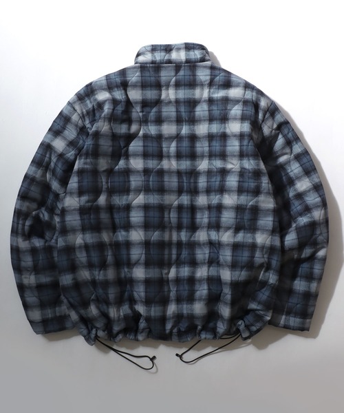 セール】チェック ウェーブキルティング フェイクダウンジャケット