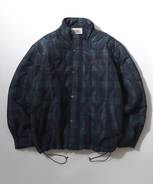 Salong hameu(サロン ハミュー)の「チェック ウェーブキルティング フェイクダウンジャケット/ブルゾン メンズ レディース ユニセックス(ダウンジャケット/コート・レディース・ネイビー系/ブルー系その他/ブラック系その他・M/L/LL)」の10枚目の写真