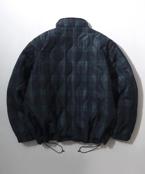 セール】チェック ウェーブキルティング フェイクダウンジャケット