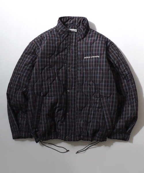 Salong hameu(サロン ハミュー)の「チェック ウェーブキルティング フェイクダウンジャケット/ブルゾン メンズ レディース ユニセックス(ダウンジャケット/コート・レディース・ネイビー系/ブルー系その他/ブラック系その他・M/L/LL)」の4枚目の写真