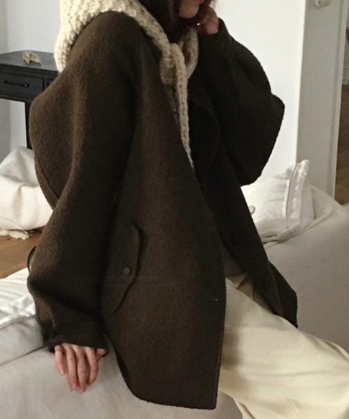 FREE STYLISTS(フリー スタイリスト)の「YUGA_YGMC Lapel single-breasted wool-look coat(その他アウター・レディース・ブラウン/ブラック・FREE)」の1枚目の写真
