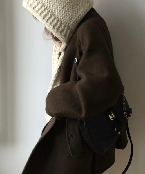 FREE STYLISTS(フリー スタイリスト)の「YUGA_YGMC Lapel single-breasted wool-look coat(その他アウター・レディース・ブラウン/ブラック・FREE)」の9枚目の写真