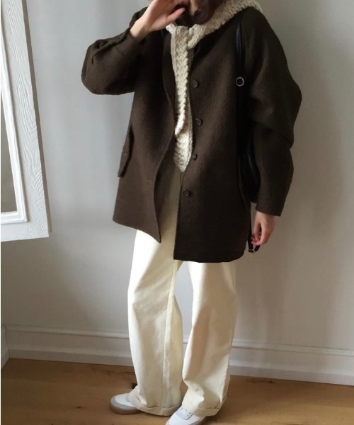 FREE STYLISTS(フリー スタイリスト)の「YUGA_YGMC Lapel single-breasted wool-look coat(その他アウター・レディース・ブラウン/ブラック・FREE)」の6枚目の写真
