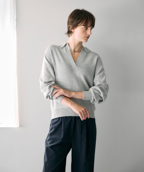 N.O.R.C(ノーク)の「コットンカシミヤスキッパーニット(ニット/セーター・レディース・ブラック/ライトグレー・フリー)」の8枚目の写真