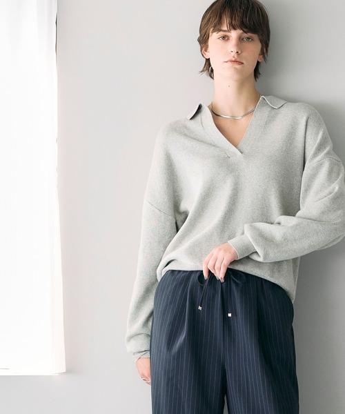 N.O.R.C(ノーク)の「コットンカシミヤスキッパーニット(ニット/セーター・レディース・ブラック/ライトグレー・フリー)」の12枚目の写真