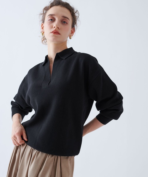 N.O.R.C(ノーク)の「コットンカシミヤスキッパーニット(ニット/セーター・レディース・ブラック/ライトグレー・フリー)」の18枚目の写真
