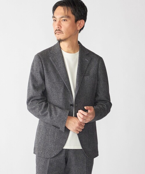 【お値下げ中】SHIPS シップス ジャケットパンツ セット　m グレー セール】ウール混 チェック プルオーバー ジャケット（セットアップ