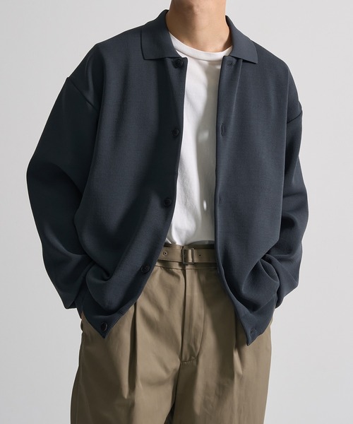 CITY TOKYO（シティトウキョウ）の「【CITY TOKYO/シティートーキョー】Joint knit ポロカーディガン（カーディガン/ボレロ・メンズ・ネイビー/ライトブルーグレー・1/2）」の2枚目の写真