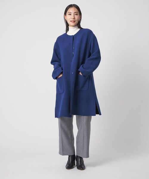 ユナイテッドアローズ　A DAY IN THE LIFE コート　ネイビー リバーシブル Aラインコート ＜A DAY IN THE LIFE＞（ノーカラーコート