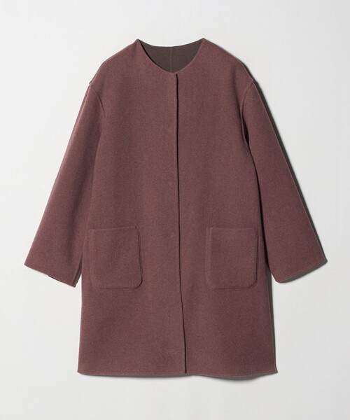 ユナイテッドアローズ ノーカラーリバーシブルコート　ピンク.ブラウン セール】リバーシブル Aラインコート ＜A DAY IN THE LIFE＞（ノー