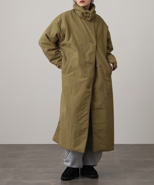 セール】撥水加工ステッチレス2Wayロングコート（ノーカラーコート