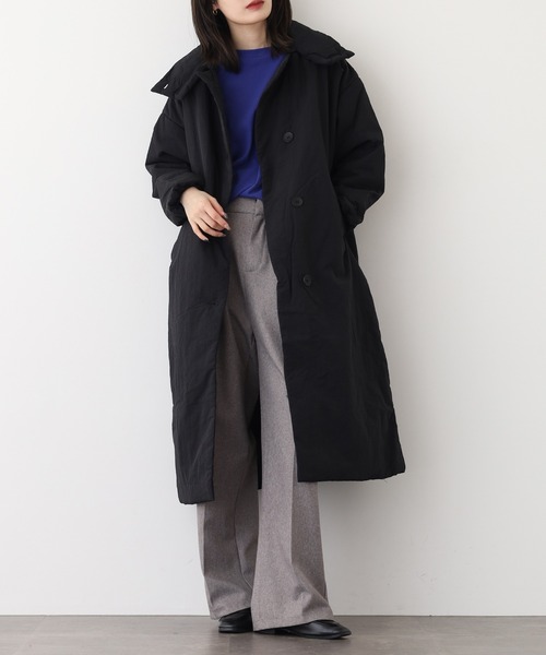OMNES(オムネス)の「撥水加工ステッチレス2Wayロングコート(ノーカラーコート・レディース・アイボリー/カーキ/ベージュ/ブラック・FREE)」の3枚目の写真