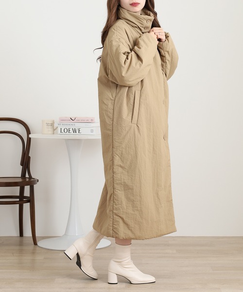 セール】撥水加工ステッチレス2Wayロングコート（ノーカラーコート