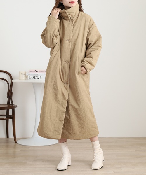 セール】撥水加工ステッチレス2Wayロングコート（ノーカラーコート