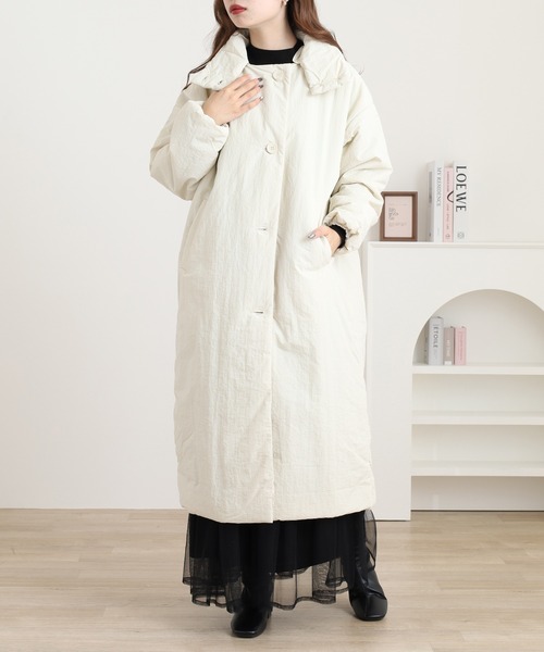 セール】撥水加工ステッチレス2Wayロングコート（ノーカラーコート
