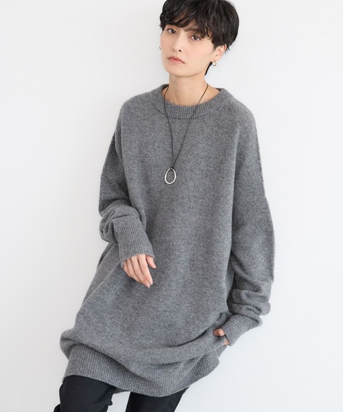 BARNYARDSTORM（バンヤードストーム）の「BARNYARDSTORM / ウールチュニックニット（ニット/セーター・レディース・グレー/ブラック・FREE）」の2枚目の写真