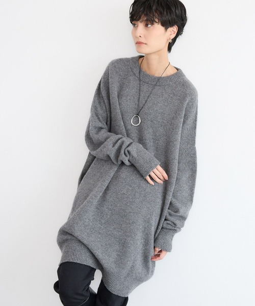 BARNYARDSTORM（バンヤードストーム）の「BARNYARDSTORM / ウールチュニックニット（ニット/セーター・レディース・グレー/ブラック・FREE）」の4枚目の写真