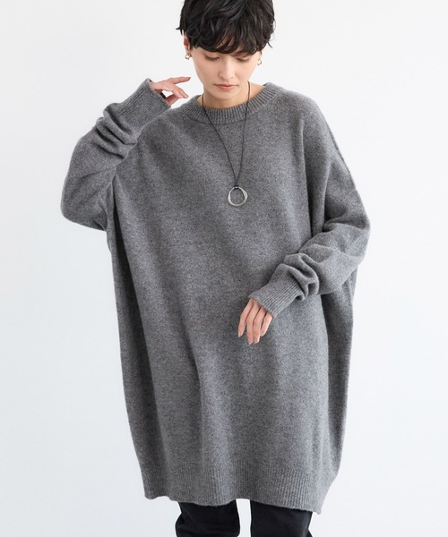 BARNYARDSTORM（バンヤードストーム）の「BARNYARDSTORM / ウールチュニックニット（ニット/セーター・レディース・グレー/ブラック・FREE）」の5枚目の写真