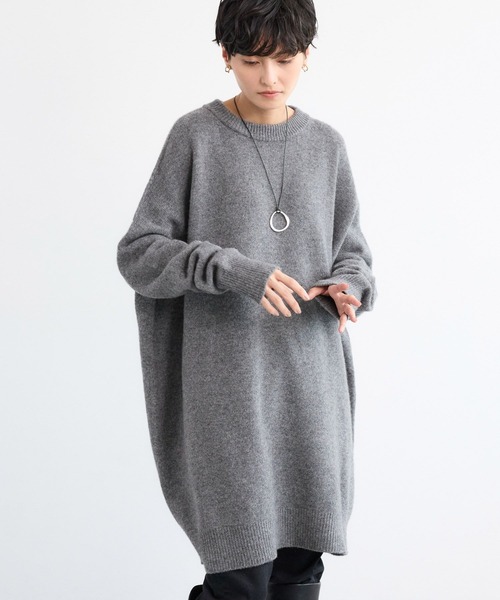 BARNYARDSTORM（バンヤードストーム）の「BARNYARDSTORM / ウールチュニックニット（ニット/セーター・レディース・グレー/ブラック・FREE）」の6枚目の写真