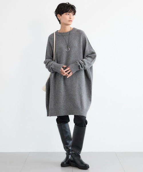 BARNYARDSTORM（バンヤードストーム）の「BARNYARDSTORM / ウールチュニックニット（ニット/セーター・レディース・グレー/ブラック・FREE）」の7枚目の写真