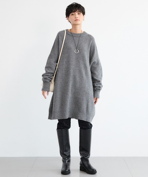 BARNYARDSTORM（バンヤードストーム）の「BARNYARDSTORM / ウールチュニックニット（ニット/セーター・レディース・グレー/ブラック・FREE）」の8枚目の写真