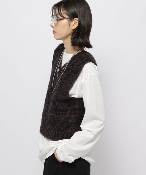 rokuのジャガードベスト メンズ 地柄 ジャガード ベスト通販 [1002-53200] - クロコダイル