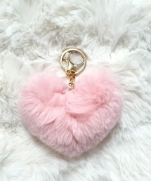 shoppinggo（ショッピングゴー）の「ファーチャーム ハート キーホルダー バッグチャーム キーリング フェイクファー ミニチャーム あったか カラフル レインボー 車 鍵  秋冬 選べる19色（チャーム）」