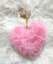 shoppinggo（ショッピングゴー）の「ファーチャーム ハート キーホルダー バッグチャーム キーリング フェイクファー ミニチャーム あったか カラフル レインボー 車 鍵  秋冬 選べる19色（チャーム）」